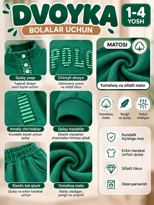 1-4 yoshli qizlar uchun bolalar kostyumi, kofta va shim to‘plami