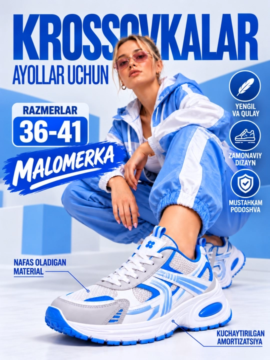 Krossovkalar ayollar uchun qulay, chiroyli va yengil, Xitoy, 36-40, malomerka