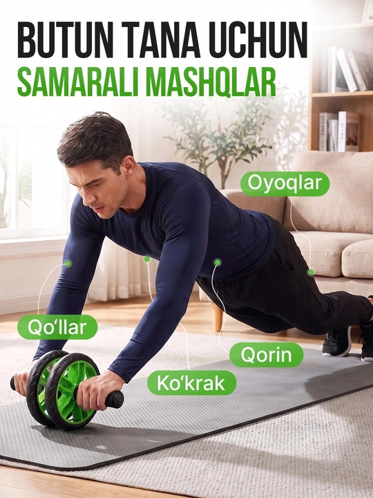 Samarali mashg‘ulotlar uchun qorin pressi va bel mushaklari uchun fitnes roligi va trenajyori