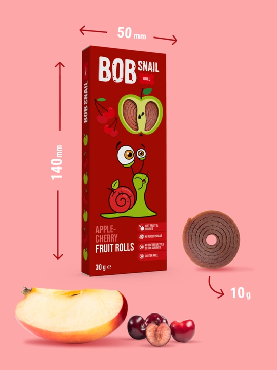 Фруктовая пастила BOB SNAIL roll, Яблоко-Вишня, 30 г