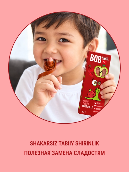 Фруктовая пастила BOB SNAIL roll, Яблоко-Вишня, 30 г