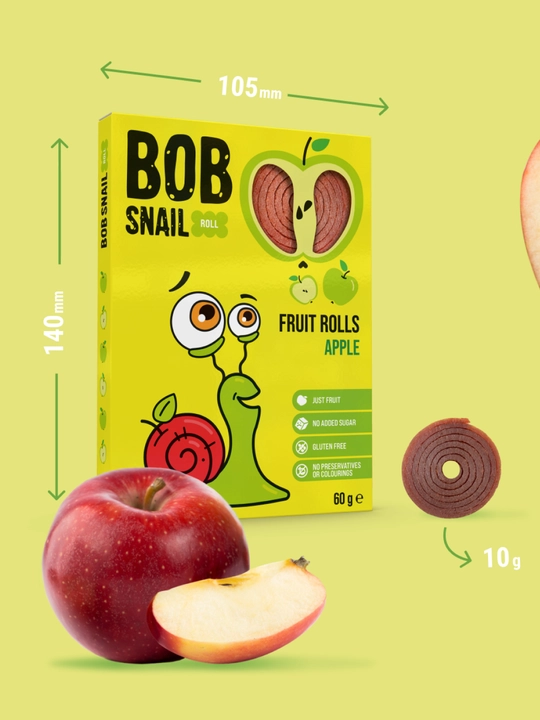 BOB SNAIL roll mevali pastilasi, Olmali, 60 g