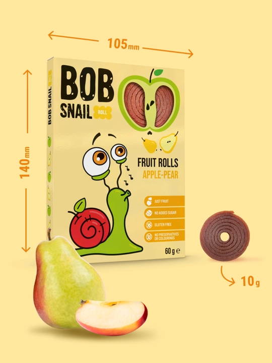 Фруктовая пастила BOB SNAIL roll, Яблоко-Груша, 60 г