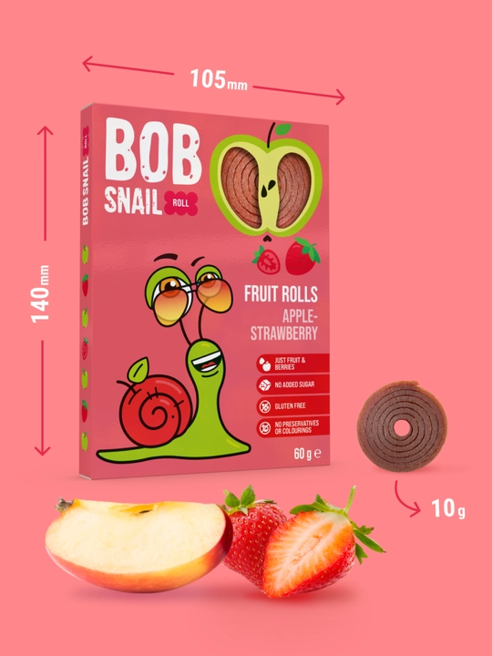 Фруктовая пастила BOB SNAIL roll, Яблоко-Клубника, 60 г