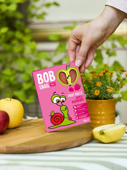 BOB SNAIL roll mevali pastilasi, Olma-malina, 60 g