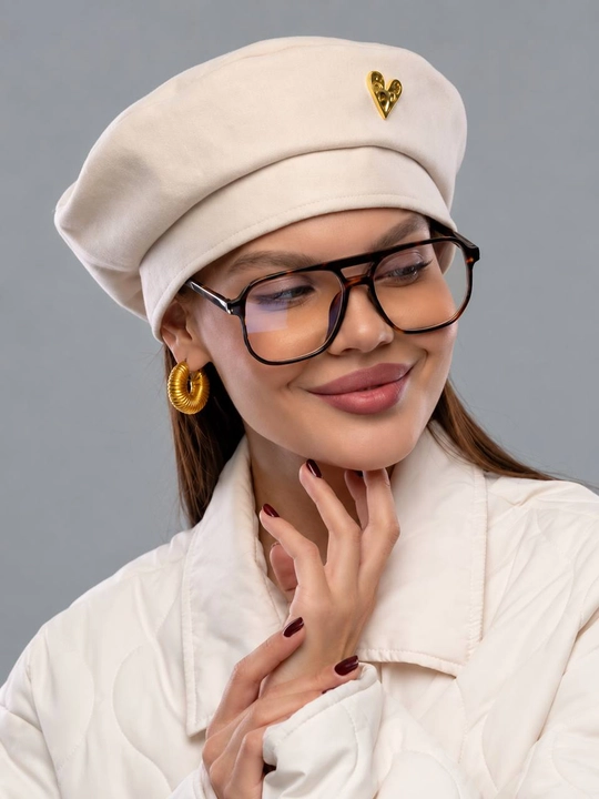 Берет женский с козырьком, демисезонная, кашемировая