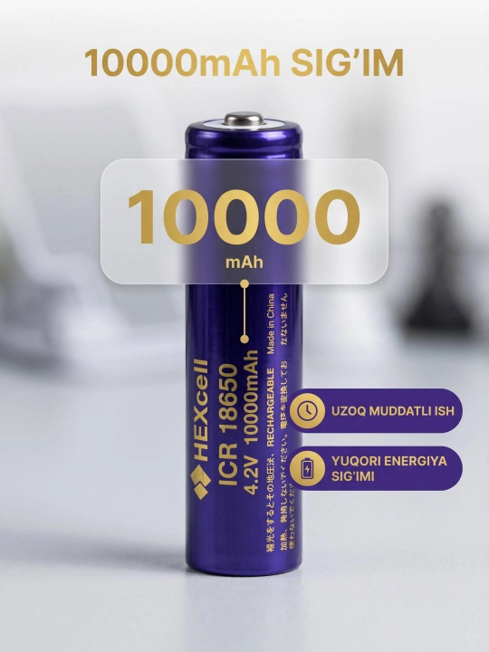 Аккумуляторы GIANT ICR18650 10000mAh 4.2V, Li-ion, 2 шт