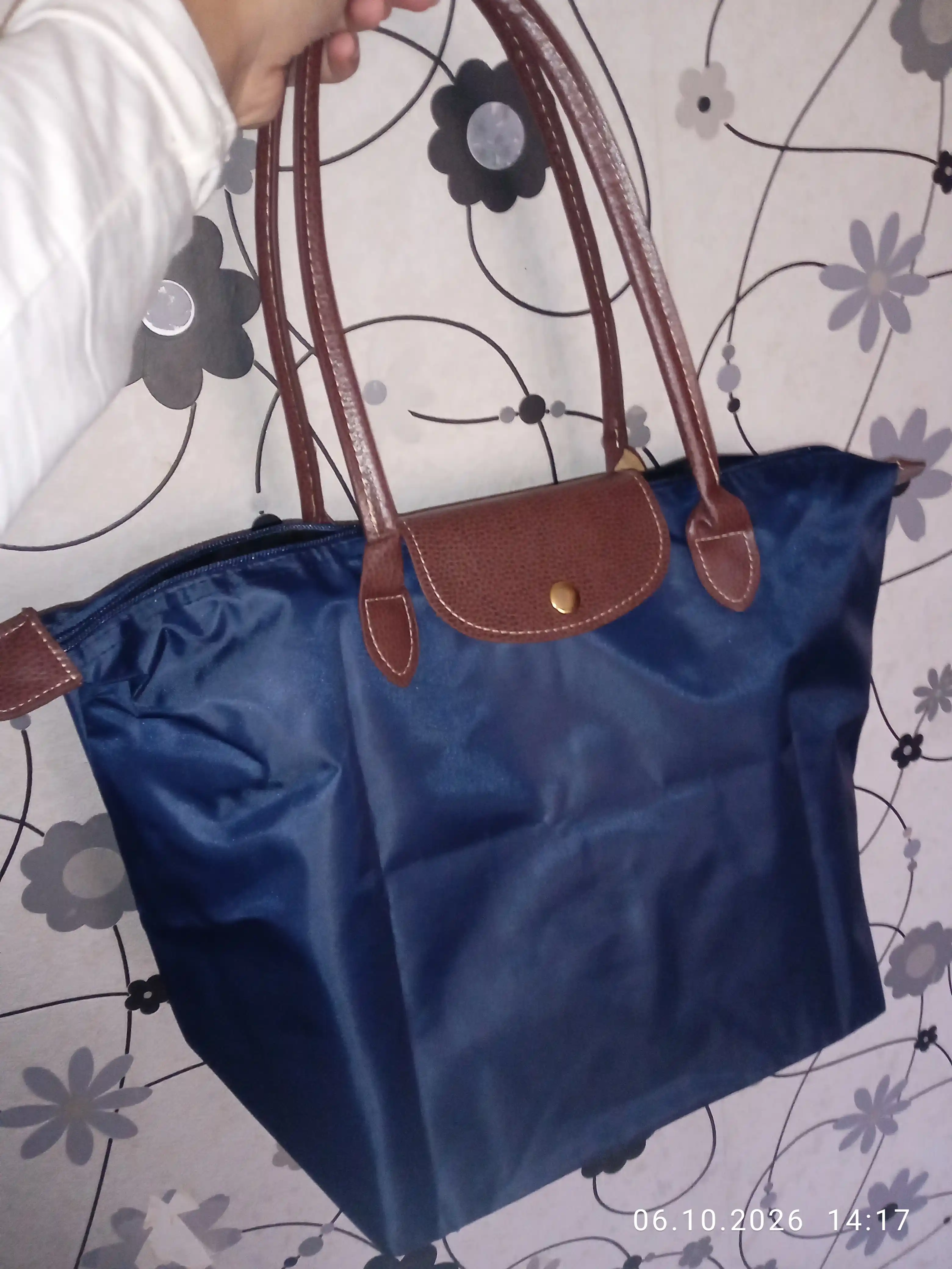 Maktab sumkasi, katta, ayollar uchun, Longchamp uslubida, o‘lchami M, tovut, shopper, A4 formatda