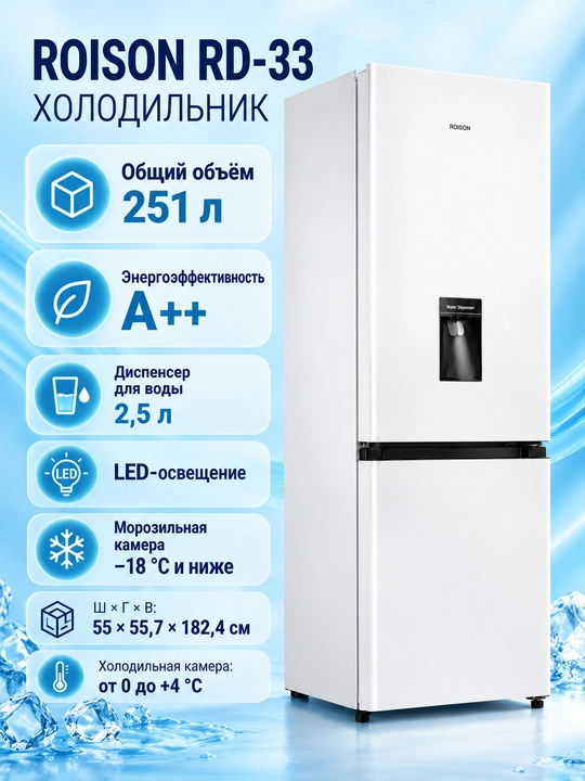 Холодильник Roison RHWG RD33, c объемом 251 л - 