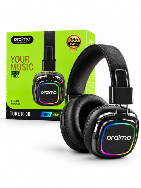 Oraimo TURE R-30 RGB yoritkichli stereo quloqchin, qora