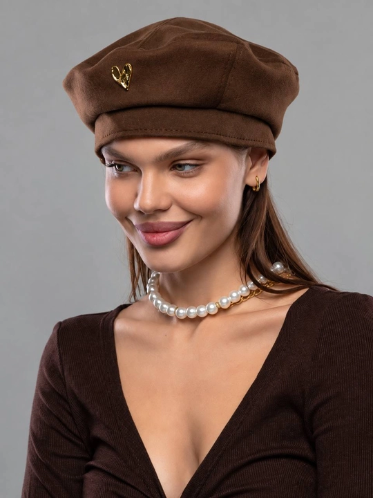 Берет женский с козырьком, демисезонная, кашемировая