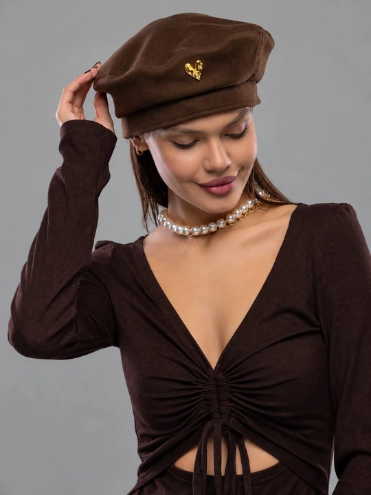 Берет женский с козырьком, демисезонная, кашемировая