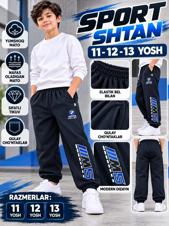 O'g'il bolalar uchun issiq sport shimi (11-13 yosh), nachosli va qulay - 