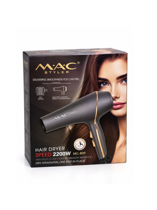 Professional fen soch quritgich MAC, quritish va turmaklash uchun, 2600W