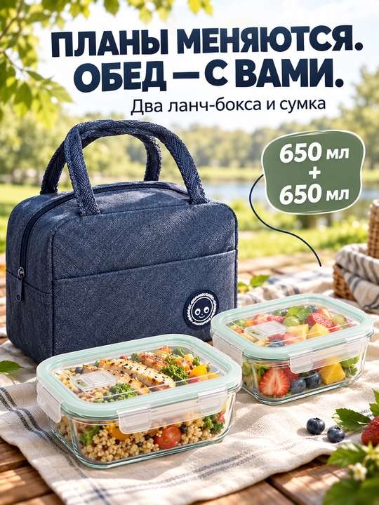 Lanchboks termos sumkali, zanglamas po‘lat, 2 dona, issiq ovqatlar uchun