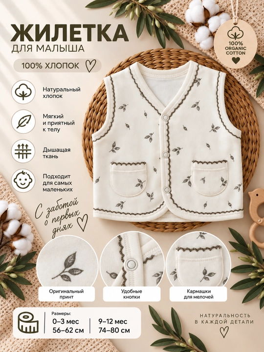 Tiffany Baby Olive Branch chaqaloq nimchasi, shoxchalar va cho‘ntaklar bilan bezatilgan - 
