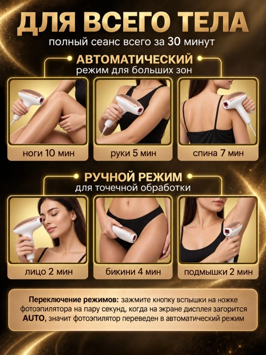 Cronier Фотоэпилятор для лица, зоны бикини и тела, ресурс 999 999 вспышек
