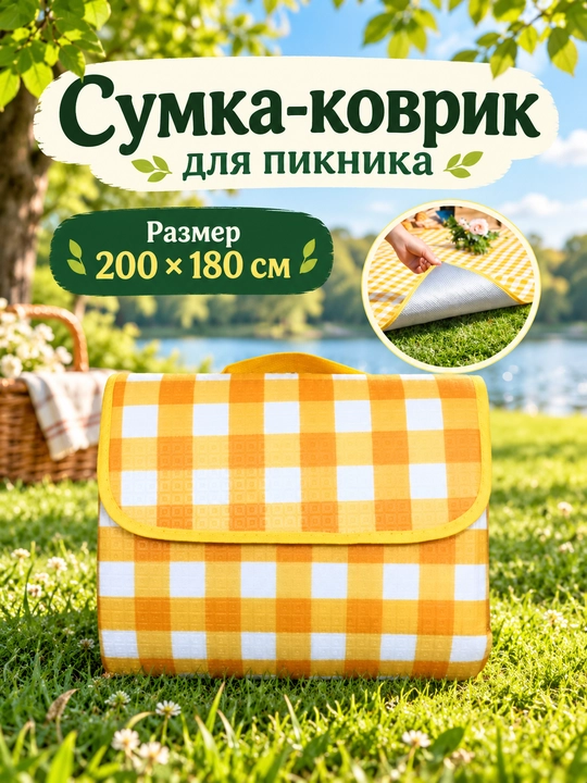 Туристический складной коврик для пляжа, пикника и отдыха на природе - 