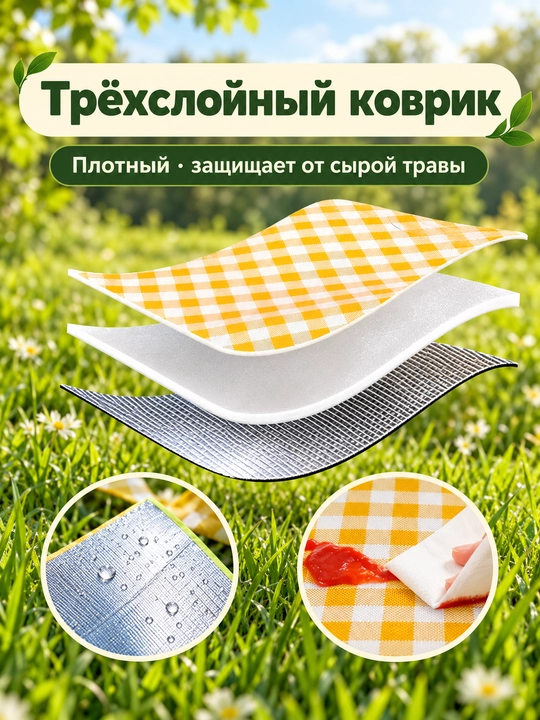 Туристический складной коврик для пляжа, пикника и отдыха на природе