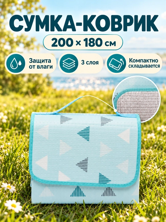 Туристический складной коврик для пляжа, пикника и отдыха на природе - 