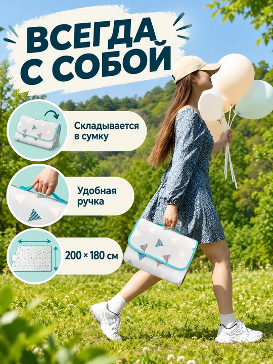 Туристический складной коврик для пляжа, пикника и отдыха на природе