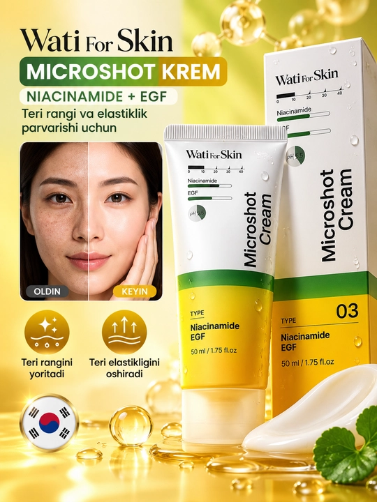 Крем для лица Wati For Skin с ниацинамидом и EGF Microshot — 50 мл - 