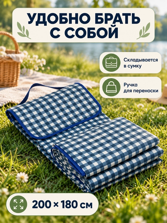 Туристический складной коврик для пляжа, пикника и отдыха на природе