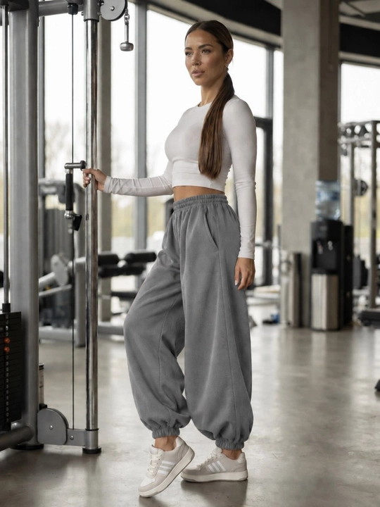 Ayollar uchun keng jogger shim GEM STYLE, bel va pochasi rezinkali, cho‘ntakli - 