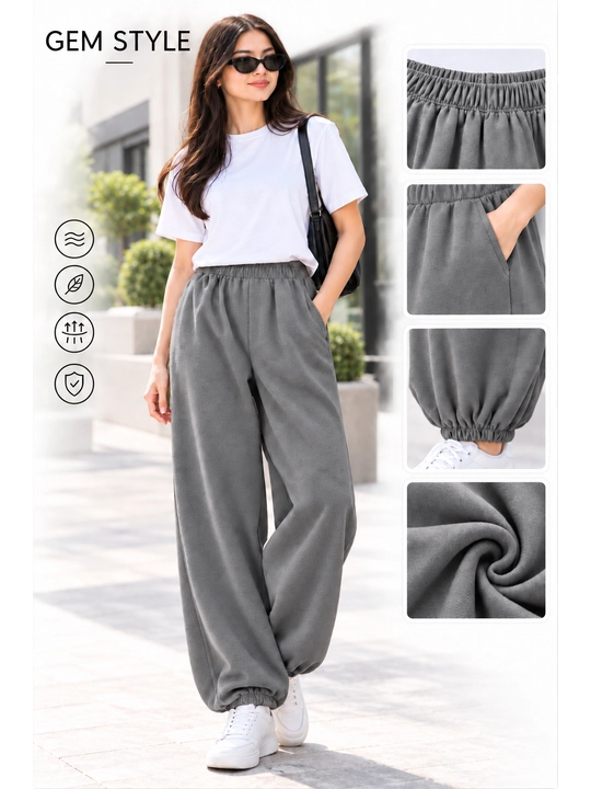 Ayollar uchun keng jogger shim GEM STYLE, bel va pochasi rezinkali, cho‘ntakli