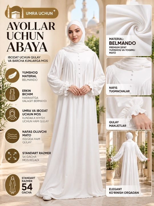 BELMANDO ayollar umra abayasi - erkin bichimli - 