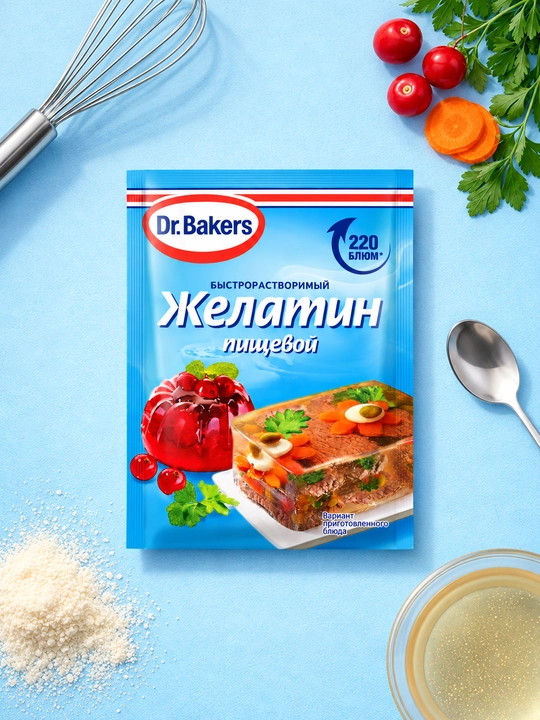 Желатин пищевой Dr.Bakers быстрорастворимый, 10 г