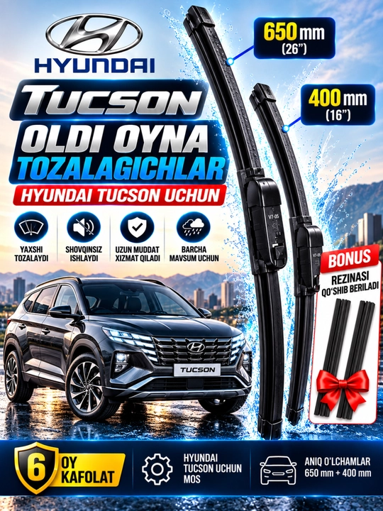 Hyundai Tucson avtomobili uchun oldi oyna tozalagichlar (Dvorniklar) 650mm+400mm - 