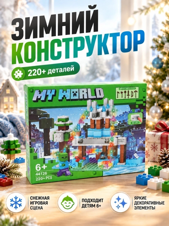 Детский конструктор Майнкрафт My World со светом - 