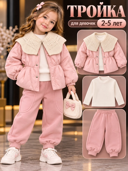 Комплект для девочек из 3 предметов,  2-5 лет - 