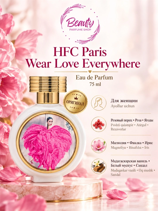 Парфюмерная вода для женщин HFC Paris Wear Love Everywhere 75 мл - 