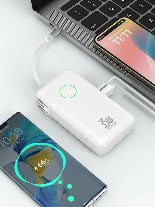 WiWU NOBLE 35W Power Bank – Raqamli displey, 70 sm tortiluvchi kabel - 