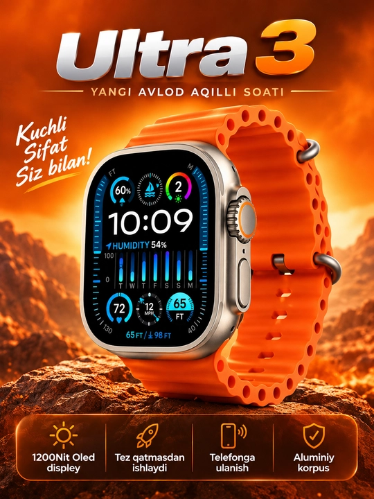 Apple WATCH Ultra 3 49 mm(1:1 lux copy) —  умные часы, oled дисплей - 