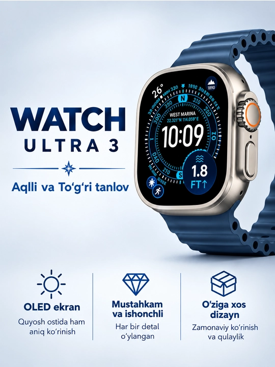 Apple WATCH Ultra 3 49 mm(1:1 lux copy) —  умные часы, oled дисплей - 