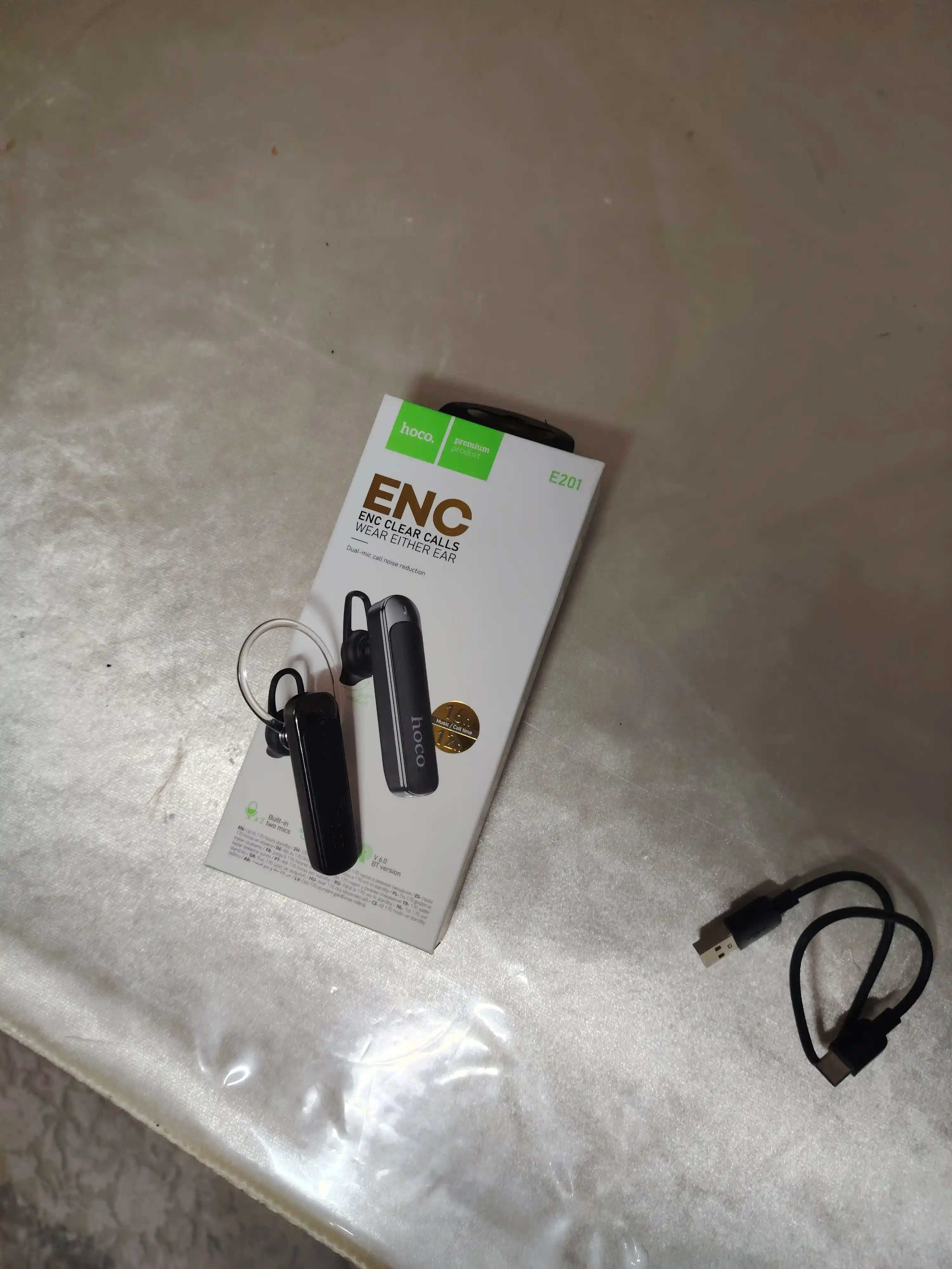 Bluetooth гарнитура Hoco E201 Exceed моно наушник с микрофоном ENC для водителей