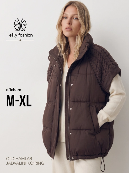 Jiletka ayollar uchun bezrukavka, issiq, trikotaj yengli — ELLY FASHION - 