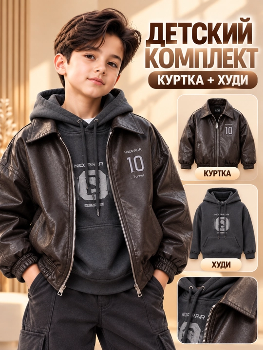 Куртка и худи для мальчика комплект детская одежда 7-12 лет