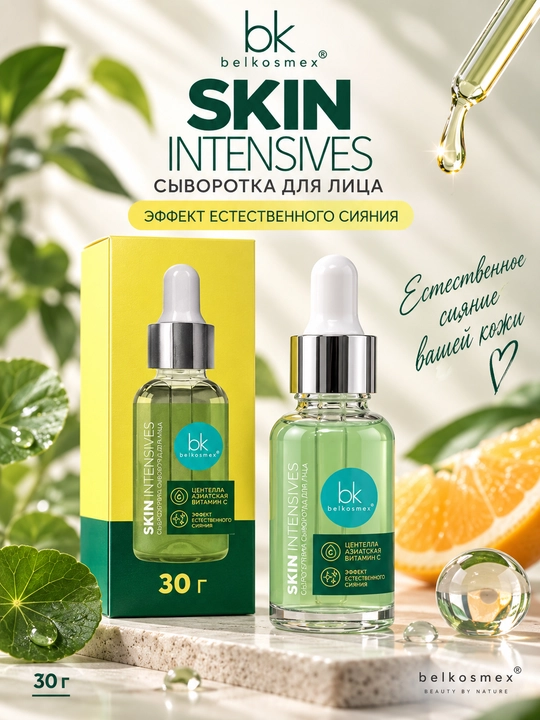 Сыворотка для лица Skin Intensives, эффект естественного сияния,30 г, Белкосмекс - 