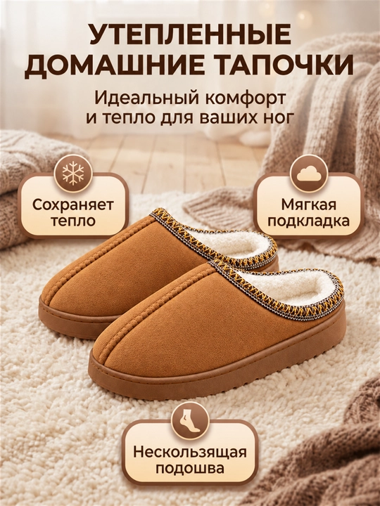 Угги домашние, женские тапочки, мягкие и тёплые, зимние, 36–41