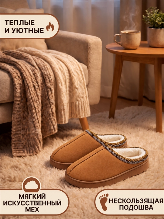 Угги домашние, женские тапочки, мягкие и тёплые, зимние, 36–41