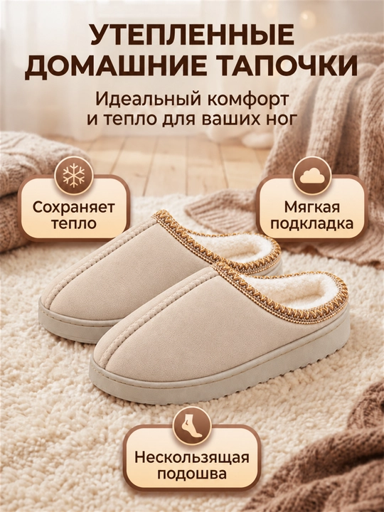 Угги домашние, женские тапочки, мягкие и тёплые, зимние, 36–41
