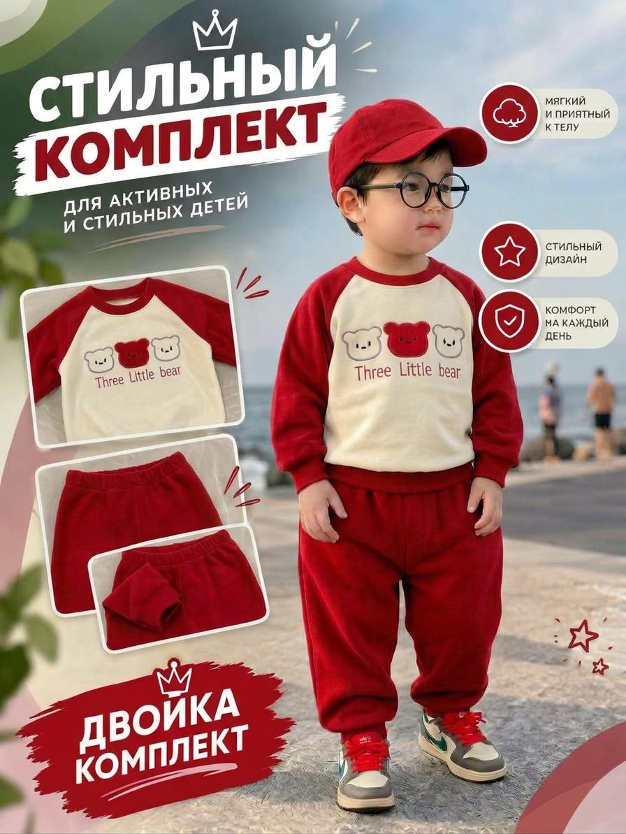 1 Yoshli bolalar, o'g'il bolalar va qiz bolalar uchun futbolka va shortilar to'plami - 