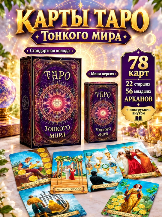 Rider Ueytning "yupqa dunyo" tarot kartalari, 78 ta karta - 