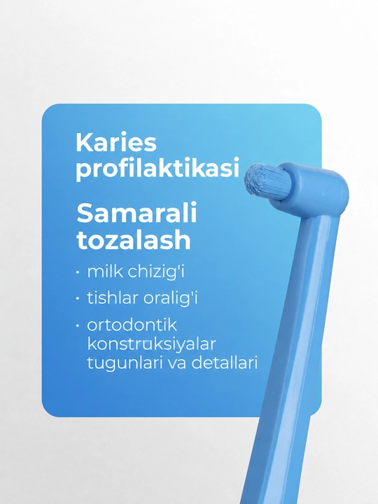 Breketlar va tishlararo tozalash uchun Revyline SM1000 Single bir tutamli tish cho‘tkasi