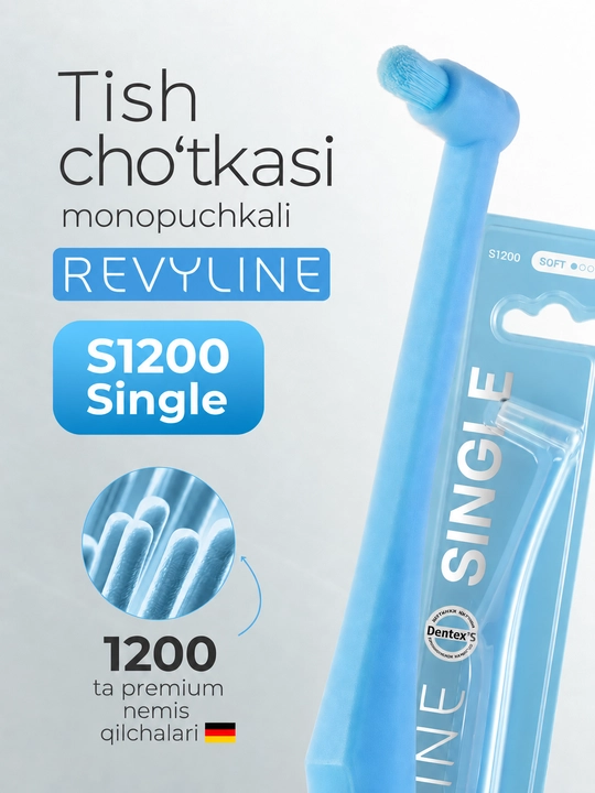 Breketlar va tishlararo tozalash uchun Revyline SM1000 Single bir tutamli tish cho‘tkasi