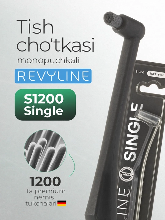 Breketlar va tishlararo tozalash uchun Revyline SM1000 Single bir tutamli tish cho‘tkasi